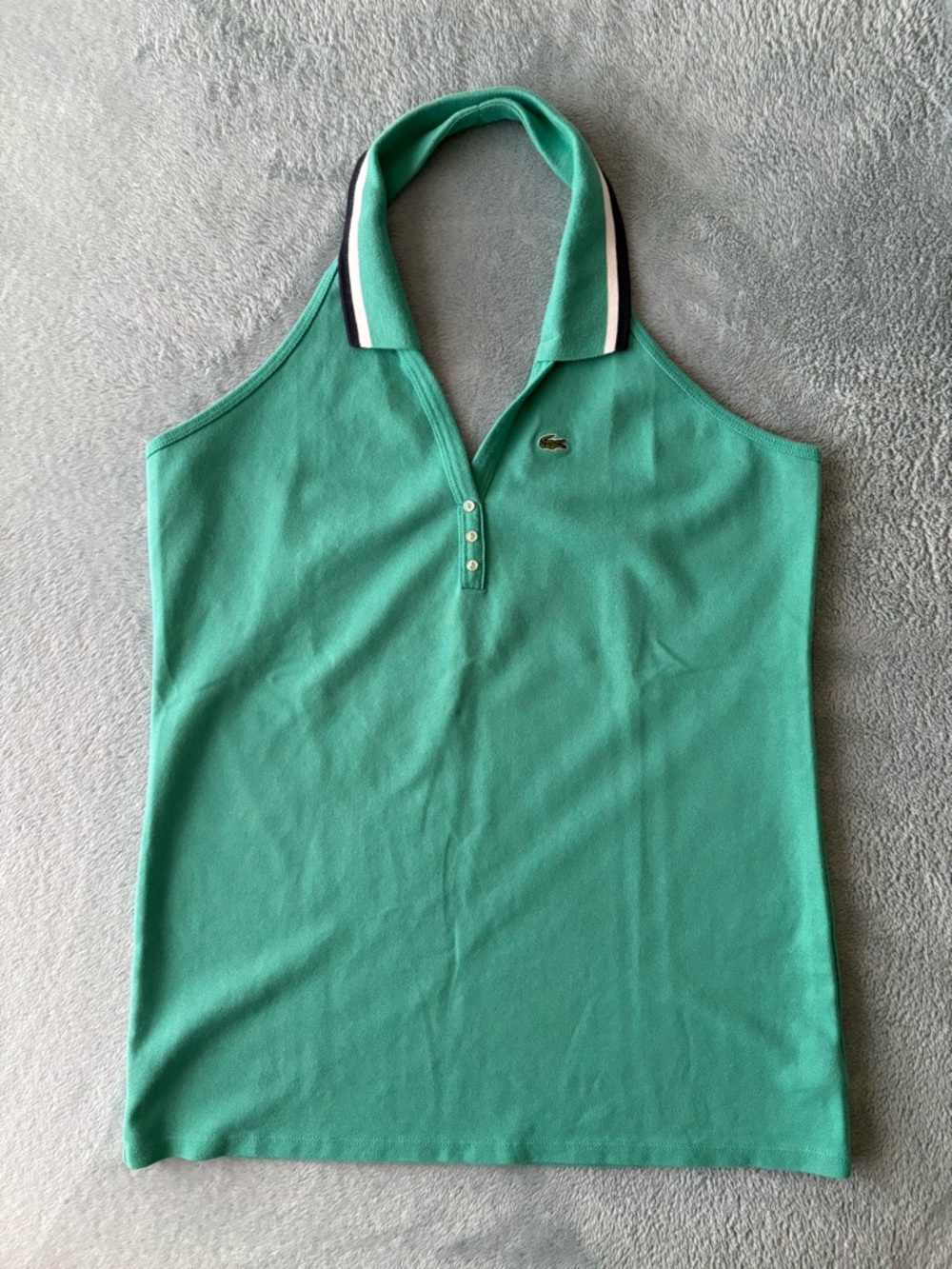 Lacoste Mint Green Halter Polo Tank with Striped Collar